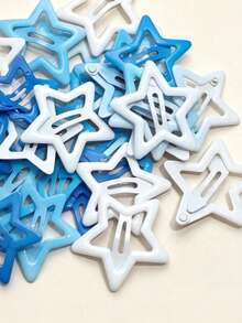 100/50/30/10pcs Cute Y2K Five-Pointed Star BB Clips, Sky Blue & White Floral Hair Clips, Basic Matching Hair Accessories - Suitable For Girls, Daily School, Party, Sports - Multicolor - View 5