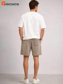Men's Washed Black Shorts Oversized Loose Fit Drawstring Streetwear Athletic Casual Shorts With Pockets - 摩卡棕 - 查看 8