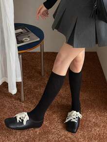 1/5 Pairs Women's Calf Socks, Solid Color Slimming Non-Slip Knee-High Slouch Socks, Suitable For Daily Wear - Multicolor - View 11