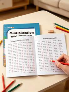 48-Page Multiplication And Division Practice Book, Student Arithmetic Notebook, Math Daily Practice, Suitable For Home And School Learning, Elementary Math Transition, Introductory Math Mental Calculation, Back To School Supplies And School Season Supplies - Multicolor - View 6