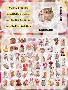54pcs Pink Animals Meme Stickers For Adults Teens Sticker Enthusiasts Scrapbooking Journaling Laptops Skateboards More, Add A Fun Touch To Your Devices! - Pink Animals Meme - View 2