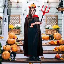 Set Kostum Vampir Setan Gotik 3 Potong, Cocok untuk Halloween, Zombie, Malaikat Maut, Pesta Bertema Peran Setan, Unisex - MultiWarna - View 7