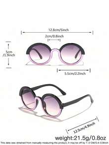 1set 2PCS Kids 3-8Y Mixed Style Round Frames Glitter & Cat‑Ear Outline Comfortable PC Kid‑Core Fashion Glasses For All‑Season Travel Use - Multicolor - View 11