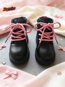 1 Pair Girls' Cute Fashion Boots, Star Decor, Non-Slip Breathable Durable, Children's Casual Boots, All Season Single Boot - Black - View 5