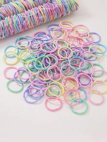 200pcs Girls Spring Shiny Hair Ties Thumb Rings Hair Bands Simple Small ...