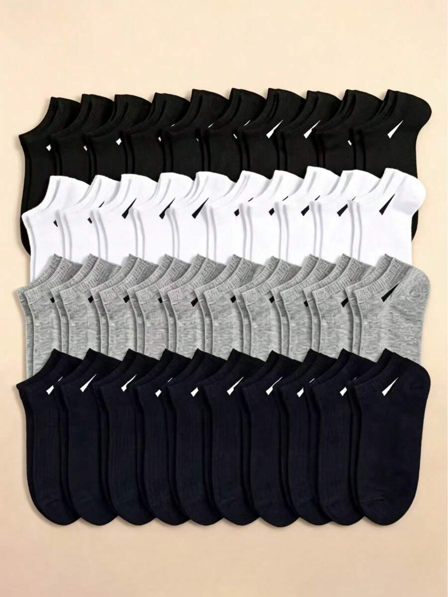 1/5/10/20/30 Pairs Women's Multi-Color Short Socks, Summer Thin Casual Fashion Low-Cut Ankle Socks - Multicolor - View 1