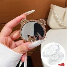 Light Luxury Rhinestone Bear Makeup Mirror Air Cushion Phone Case Back Sticker Universal Adhesive Highly Attractive Thin Portable Stand For Women - Multicolor - View 21