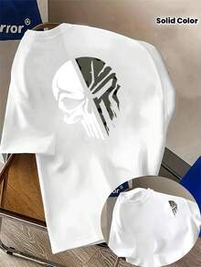 Men's Solid Graphic Sport T‑Shirt, Casual Daily Essential Tee, Autumn Outfit, Fast Local Shipping - 白色 - 查看 8