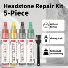 Gravestone Paint Touch-Up Pen, Stone Monument Lettering Pen, Waterproof Sun-Resistant Quick-Dry Tombstone Inscription Gold Paint Pen, Cemetery Tombstone Faded Text Repair Coloring Paint Pen, 4-Color Set With Cleaning Brush, Stone Refurbishment Marker Pen, Qingming Tomb Sweeping Special Filling Color Pen - Stone Tablet Pen - View 18