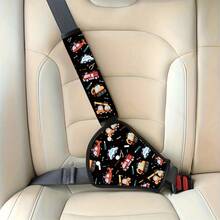 2pcs/Set Car Seat Belt Adjuster & Safety Strap Limiter, Cute Detachable Portable Anti-Choke Belly & Shoulder Protector Set - Multicolor - View 2