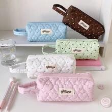Unique Heart Polka Dot Handheld Pencil Case, Portable Minimalist Stationery Bag With Large Capacity Design, Suitable For Students To Store Various Learning Supplies And Small Items, Easy To Organize And Maintain For Daily Use And Office Desk Clutter - A - View 5