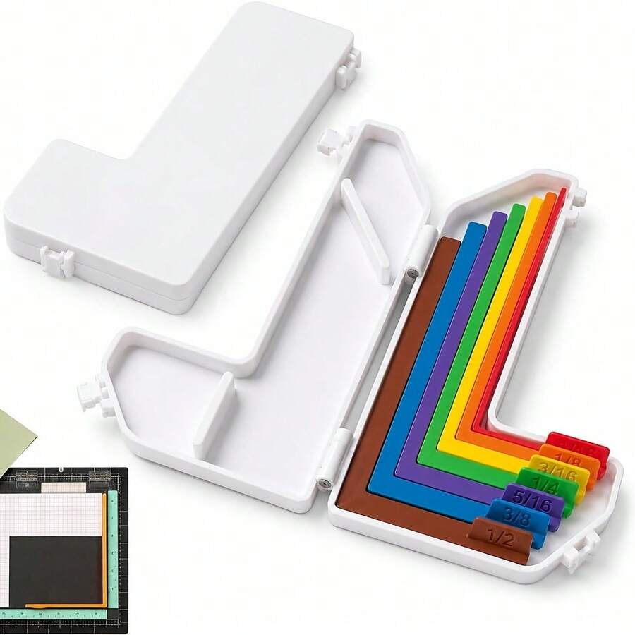 Paper Crafting Alignment Guide Set With Case, 7pcs Precision Layering And Matting Spacers For Card Making And Scrapbooking, Color-Coded Tools With Size Tabs 1/16 To 1/2 Inch Increments