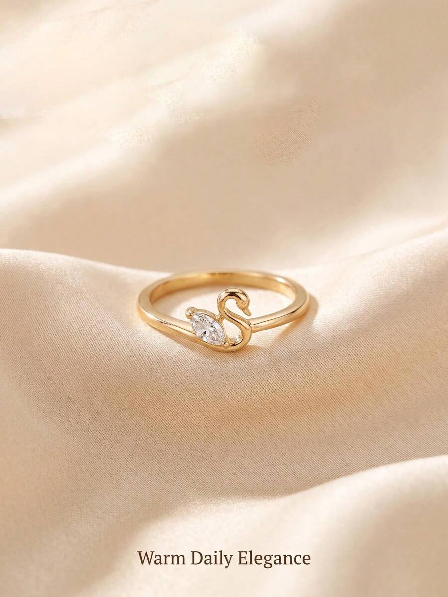 European And American Fashion Minimalist Cute Exquisite Swan Ring - Gold - View 1