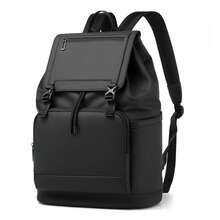 1 pièce Sac à dos à rabat de couleur contrastée à la mode, grande capacité, sac pour ordinateur portable, sac à dos de voyage d'affaires, sac de navette pour hommes, sac d'école pour étudiants - sac à dos - Voir 4