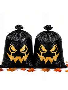 4/2pcs Halloween Leaf Bags With Funny Expressions, Suitable For Halloween Outdoor Decoration, Yard Arrangement, Halloween Theme Party, Autumn Harvest Decoration, Home Garden Decoration, Outdoor Patio Cleaning And Holiday Decoration - View 5