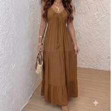 Women Long Dresses - 駝色 - 查看 2