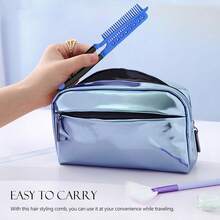 2pcs Straight Hair Comb Set - Flat Iron Comb, Create Beautiful Hair, Firm Grip, Suitable For Tangled Hair And Styling (Blue) - Multicolor - View 9
