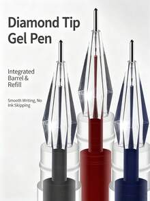 9/1pc Large Capacity Full Needle Neutral Pen 0.5mm Black, Diamond Tip Carbon Ink, Smooth Writing Without Clogging, Back To School Exam Signature Pen - Multicolor - View 1