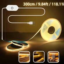 Touch Dimmable COB LED Strip Light USB Flexible Diode Light Strip For Room DIY, TV/Computer Backlight, Wall Decoration Linear Lighting - Warm White - View 8