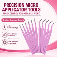 KLONKEE 9pcs Stainless Steel Pink Pointed/Bent Tweezers, Multi-Functional Tweezers Suitable For Handmade Crafts, Jewelry Making, DIY, Nail Art - 9pcs - View 2