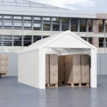 Carport Lagerzelt 3x6m Grau, verzinktes Stahlgestell, wasserdichte PE Plane, UV-Schutz, Seitenwände - Weiß 3*4m - Übersicht 10