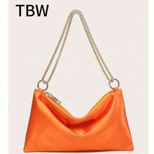 Women's Silk Satin Chain Crossbody Shoulder Bag, Fashionable, Lightweight, Compact, Suitable For Parties And Outings. - Orange - View 6