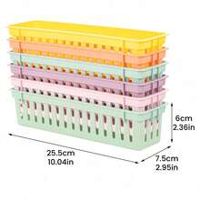 1/3/4/6pcs Classroom Pencil Storage Basket, Plastic Stationery Organizer, 25.5x7.5x6cm Colorful Pen Holder Storage Box, Suitable For Teachers, Students, Home Learning And Office - Multicolor - View 2
