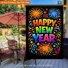 2D Flat Garden Flag 1pc, Happy New Year Celebration Fireworks Single-Sided Polyester Garden Flag, Holiday Yard Outdoor Flag, Suitable For Outdoor Home And Garden Holiday Decoration, Valentine's Day, Mother's Day, St. Patrick's Day, Easter, Christmas, Thanksgiving, Halloween, Flag Pole Not Included (Flag Only) - A - View 6