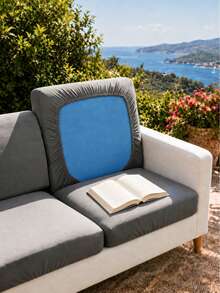 1pc Solid Color Milk Silk Sofa Cushion Cover, High Elasticity Dust-Proof Stain-Resistant Removable Washable All-Season Sofa Slipcover, Suitable For Outdoor Rattan Modular Sofa, Single Piece Sold Not Set Sofa Cushion Protector - Dark Gray - View 6
