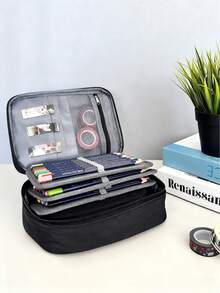 1pc Large Capacity 72-Slot Multi-Function Zipper Pencil Case, Built-In Pockets, Suitable For Pencils, Markers, School & Office Art Supplies, Back To School Stationery Storage - Multi-color - View 2