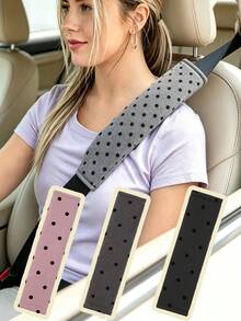 1pc Sweet Minimalist Soft Fabric Long Black Polka Dot Print Neat Stitching Breathable Wear-Resistant Stain-Resistant Shoulder Pad, Relieve Shoulder Pressure, Car Seat Belt Cover, Daily Driving Travel, All Seasons Spring Summer Autumn Winter Gift - Multicolor - View 3