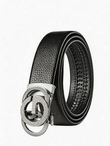 3-Color Geometric Buckle Men's Automatic Belt, 47-Inch Extended Length, Flexible PU Faux Leather, Commuter Casual Style - Multicolor - View 5