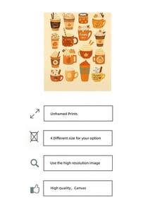 1pc Frameless Cartoon Pumpkin Spice Latte Wall Art Dorm Gift - Multi-color - View 7