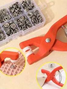 200 Sets Metal Snap Fastener Set, Sewing Metal Snap Fastener Set, Includes Hand Press Tool And Storage Box, Suitable For DIY Crafts, Clothing, Hats, Bags - Multiple Styles - View 6