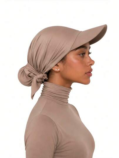 1pc Women's Triangle Headscarf With Brim, Instant Classic Basic Solid Color Hijab, Multiple Wearing Styles, Adjustable For Any Look, Versatile Practical Sun Protection Elastic Brim Turban, Modal Fabric Comfortable Soft Skin-Friendly, Suitable For Daily Wear, Sports, Yoga