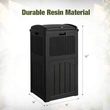 33 Gallon Outdoor Trash Can, Hideaway Garbage Bins With Tiered Lid Waterproof Resin Outside Waste Bins For Patio, Outside Pool, Backyard And Deck - Black - View 4