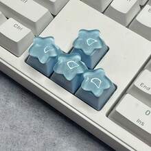 Gradient Glitter Transparent Star Keycaps, Cute Girly Style 3D Decorative Personalized Replacement Keycaps, Five-Pointed Star Keycaps, Universal Cross-Axis Mechanical Keyboard Decorative Keycaps - View 12