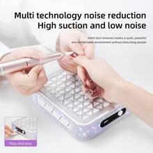 USB Mini Powerful Nail Dust Collector, Low Noise Portable Nail Dust Collector, Basic White And Shiny Crystal Rhinestone Styles, Suitable For Salon DIY Nail Polishing - White - View 7