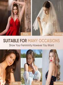 1 Pair Women's Silicone Adhesive Push-Up Bra, C/D/E/F/G Cup Sizes, Adjustable Length, Invisible Bra, Significant Lifting Effect, Noticeable Breast Lift, Strong Lifting Effect, Reusable, Suitable For Various Occasions, Evening Gowns, Holiday Outfits, Great Gift Choice, Halloween Women's Clothing, Christmas Women's Clothing - Apricot - View 7