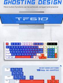 T-WOLF Gaming Wired Keyboard And Mouse Set, RGB Backlit 98-Key Color-Block Keyboard For Business Office And Gaming, 6-Button LED Illuminated Mouse - View 6