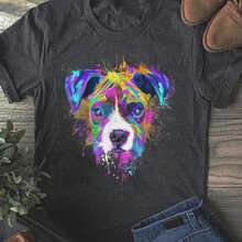 Splash Art Boxer Dog T-Shirt: Funny Pup Lover Gift - 黑色 - 查看 1