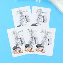5pcs Music Theme Keychains With Greeting Cards, Suitable For Handbags, Luggage Charms, Perfect Gift For Music-Loving Colleagues, Partners, Close Friends, Music Festivals, Concert Celebrations Or Daily Sharing - Multicolor - View 1