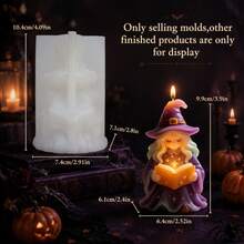 Chibi Magic Witch Reading Style Silicone Mold, Cute Magic Witch Shaped Aromatherapy Candle Mold, Suitable For Handmade Soap/Candle/Clay/Resin Plaster Crafts DIY, Gothic Magic Theme Home Decor Craft Supplies, Halloween Party Gift - A - View 2