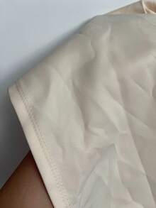 女士新款纯色优雅翻领收腰拉链长袖修身连衣裙，秋冬派对春季款 - 杏色 - 查看 9