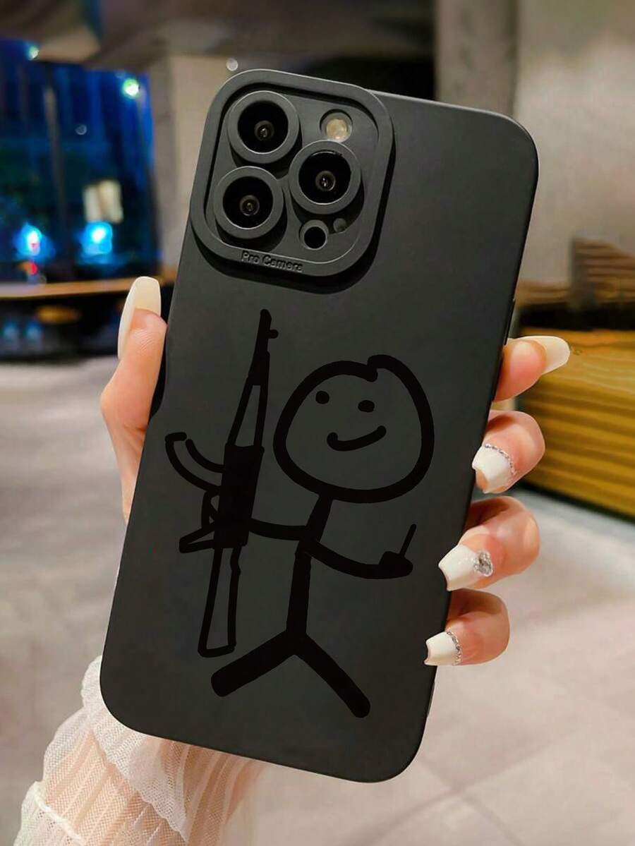 Emoticon Painted Anti-Drop Precision Hole Black Fashion Minimalist Anti-Drop Phone Case Compatible With Ip 17 Ip 17 Pro Ip 17 Promax Ip16/Ip 15 XR /7/8 /Ip 16 Promax /Ip 13 Case/Caseiphone15Promax/12PROMAX/13PROMAX/14PROMAX 13 14 11 12p14 Women P11 Soft Shell P12 Anti-Drop XS.XR /78P.78GES2 Compatible Galaxy S25/S25PLUS/S25 Ultra/A16/A36/A26/A56/A50/A12/A32/A52/A72/A51/A21S/A13/A14/S24/S24PLUS/S24Ultra/S20/S23/S22/A53/S20FE/S21 Anti-Drop Phone Protective Case - Multicolor - View 1