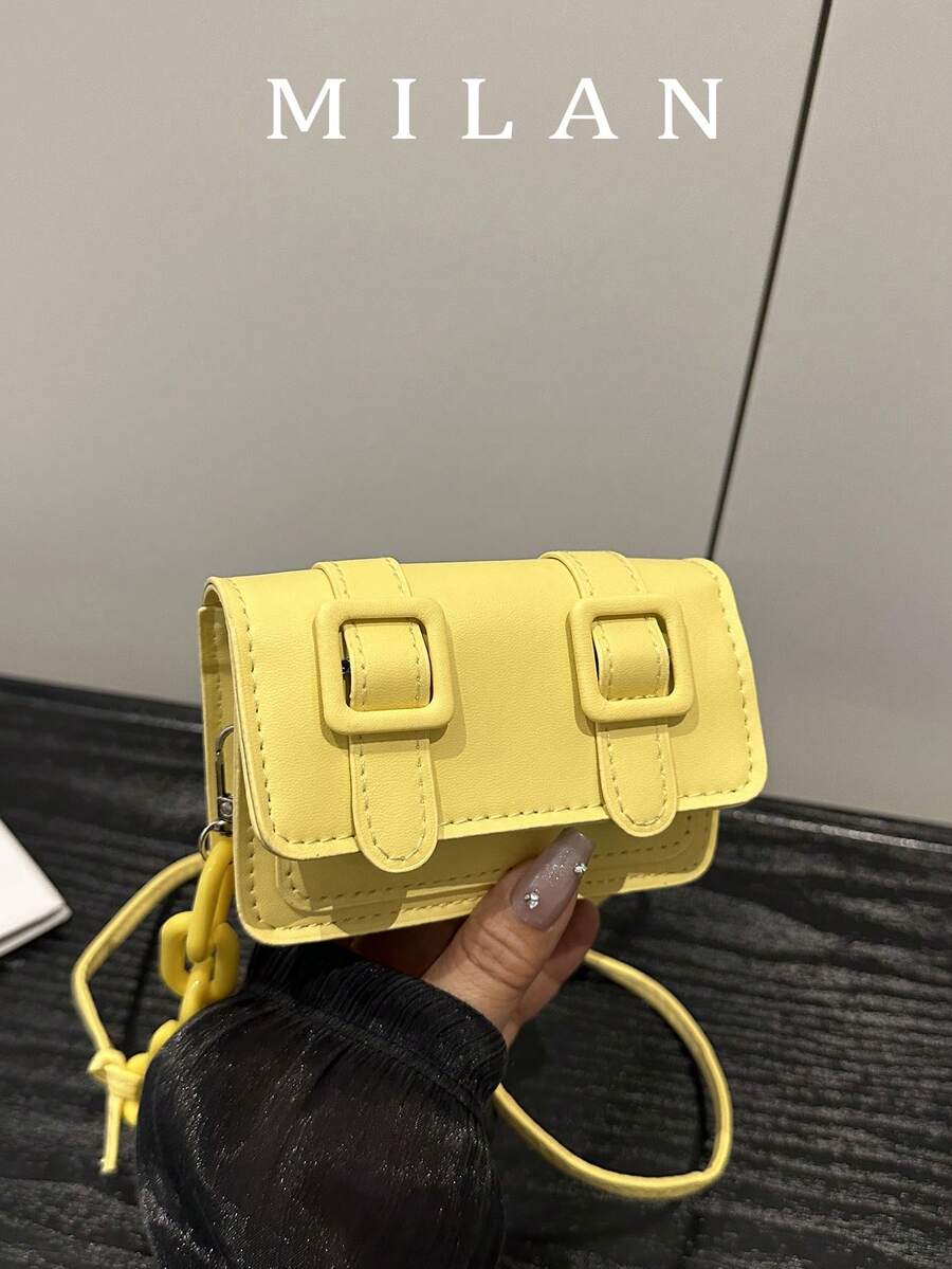 Mini bolso bandolera para lápiz labial con cadena decorativa de acrílico