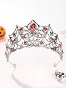 1pc Gothic Red-Eyed Spider Crown, Halloween Ghost Bride Makeup Hair Accessory, Festival Stage Styling Crown - Black Diamond - View 10