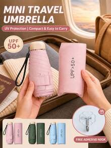 Mini Travel Sun Umbrella UPF 50+ UV Protection Portable Folding Sunshade Umbrella With Storage Bag Lightweight Waterproof For Travel And Daily Use - Multicolor - View 4