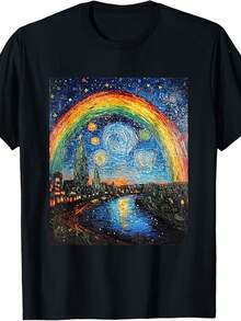 Rainbow LGBT Pride Month - Van Gogh Style - Starry Night T-Shirt - 款式 - 查看 1