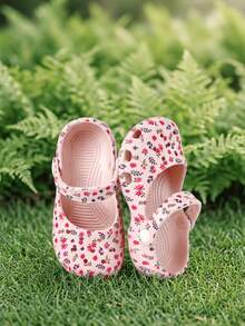 HAHABOBO Girls Pink Floral EVA Mary Jane Clogs, Lightweight Breathable Slip-On Summer Sandals, Casual Fresh - Pink - View 6